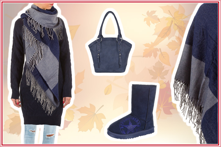 City Beauty – Dein elegantes Outfit mit blauem XXL-Schal für Damen jetzt günstig online kaufen!