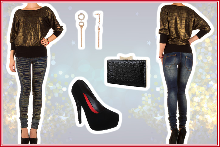 Glanz und Gloria - Dein glänzendes Partyoutfit mit günstigen Skinny Jeans für Damen jetzt online shoppen!