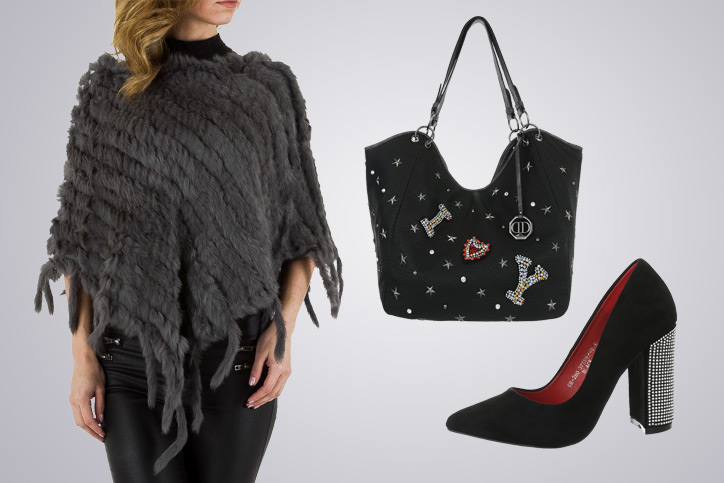 Poncho Girl – Dein Outfit mit Kuschel-Poncho in Schwarz zum günstigen Onlineeinkaufspreis