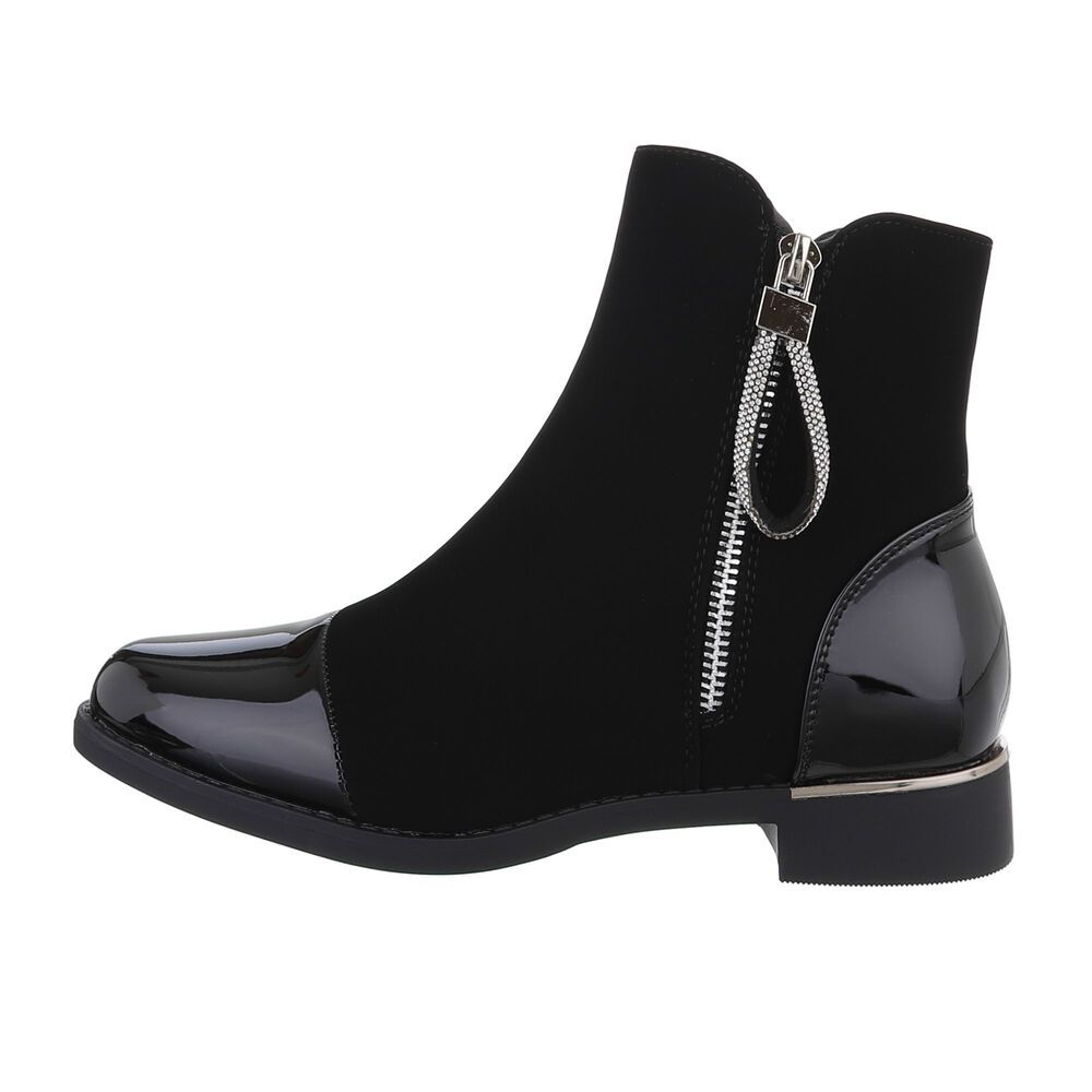 Schwarze Stiefel Flache Stiefel Leder Flache Stiefel Damenschuhe