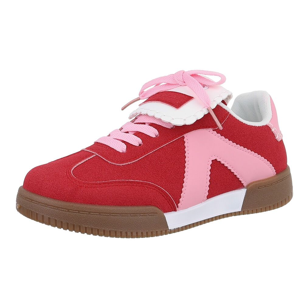 Women’s low top sneaker with hole lacing Ital design 7870 in pink
