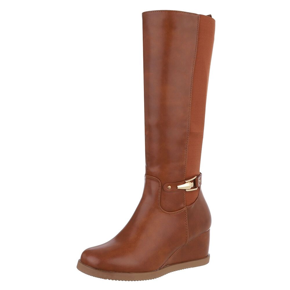 Used Look Damen Stiefel mit Reißverschluss Ital-Design 2845 in Camel - Bild 6 von 11