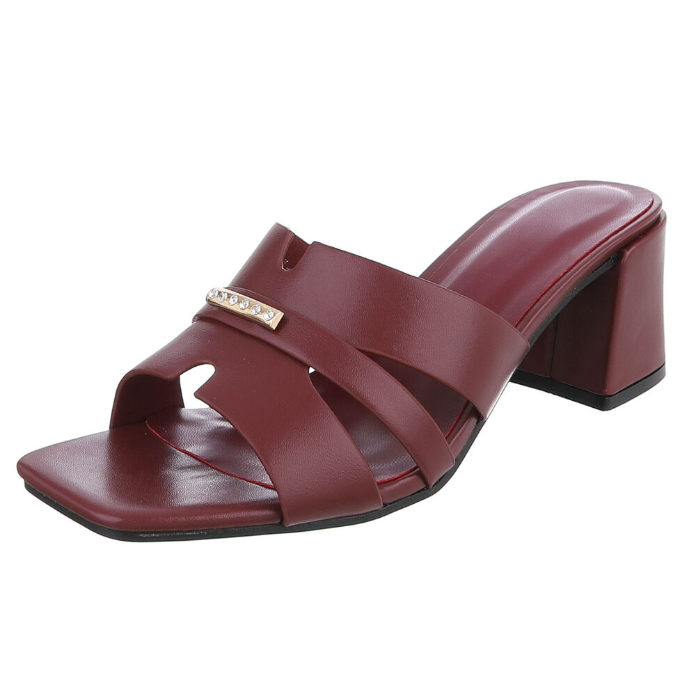 Women’s Rhinestone Open Heel Mules Ital Design 8603 in Bordeaux