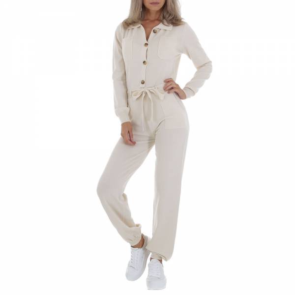 Long jumpsuit for women in creme