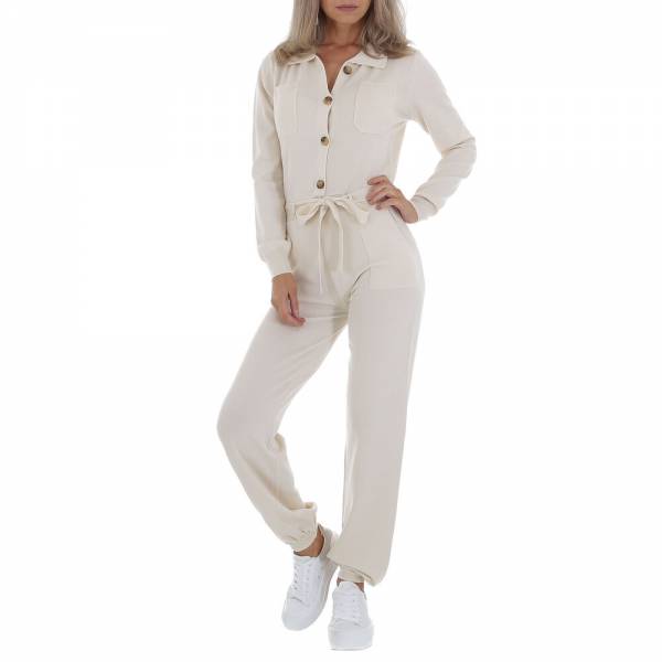 Langer Jumpsuit für Damen in Creme