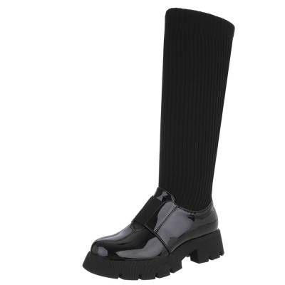 Plateaustiefel für Damen in Schwarz
