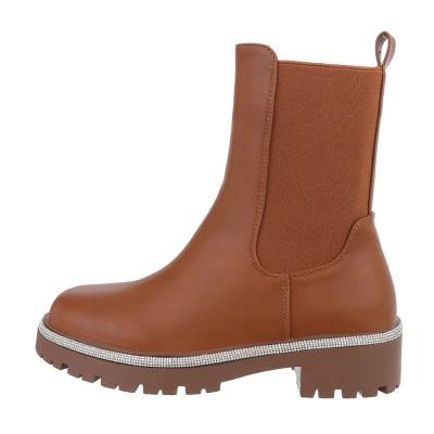 Platform ankle boots for women in camel