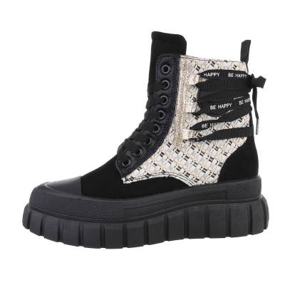 High-top sneakers for women in black and beige
