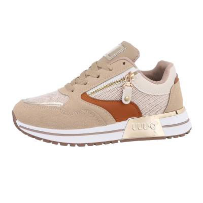 Low-top sneakers for women in light-brown and gold