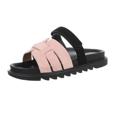 Mules for women in dusky pink and black