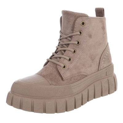 Schnürstiefeletten für Damen in Braun und Grau
