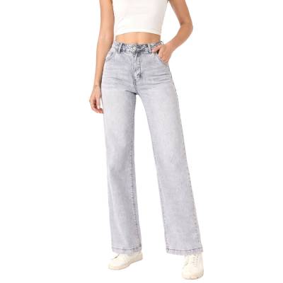 Relaxed Fit Jeans für Damen in Hellgrau