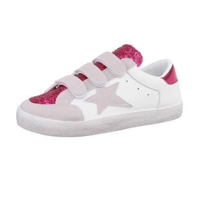 Low-top sneakers for women in white and pink