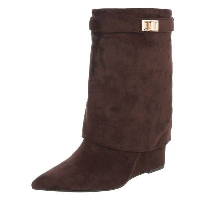 Wedge ankle boots for women in dark-brown