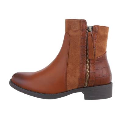 Flat ankle boots for women in camel