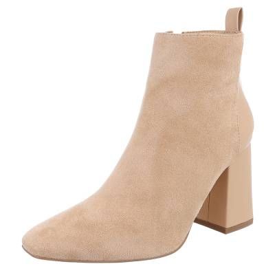 High-Heel Stiefeletten für Damen in Beige