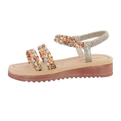 Strappy sandals for women in gold and brown