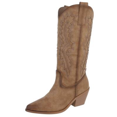 Western- & Bikerstiefel für Damen in Hellbraun