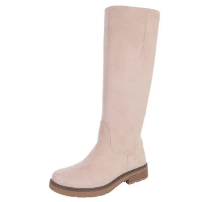 Flat boots for women in beige