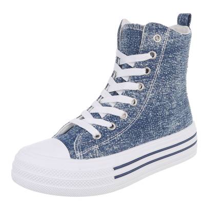 High-top sneakers for women in blue and white