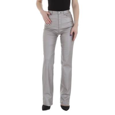 Leather-look trouser for women in gray