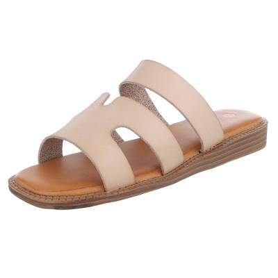 Mules for women in gray and brown