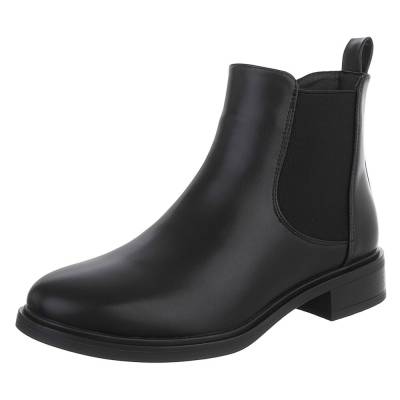 Flache Stiefeletten für Damen in Schwarz