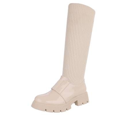 Plateaustiefel für Damen in Beige