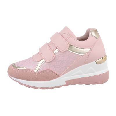 Low-top sneakers for women in pink and gold