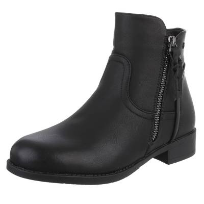 Flache Stiefeletten für Damen in Schwarz