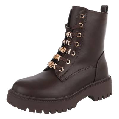 Lace-up ankle boots for women in brown