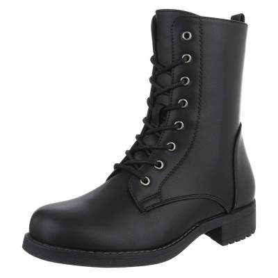 Flache Stiefeletten für Damen in Schwarz