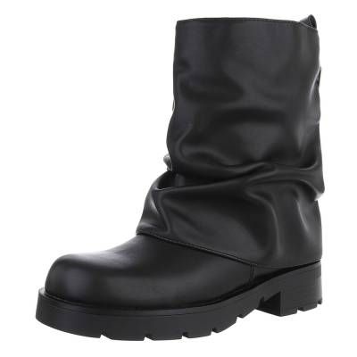Flache Stiefeletten für Damen in Schwarz