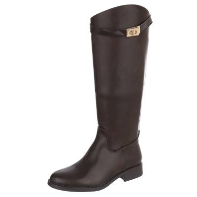 Flat boots for women in brown