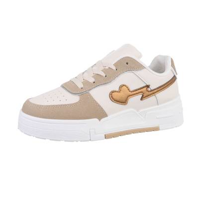 Low-top sneakers for women in white and brown