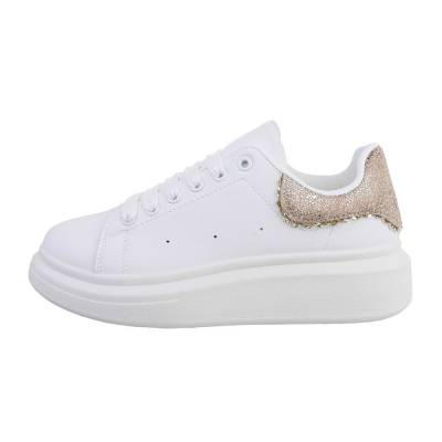 Low-top sneakers for women in white and gold