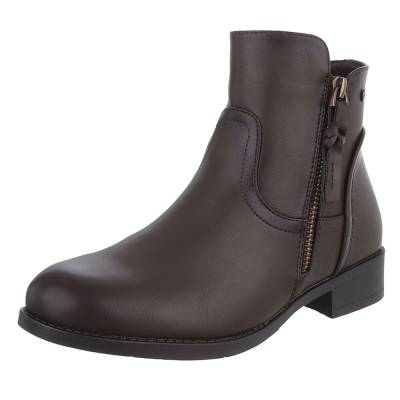 Flache Stiefeletten für Damen in Braun
