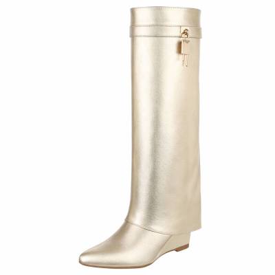 Keilstiefel für Damen in Gold
