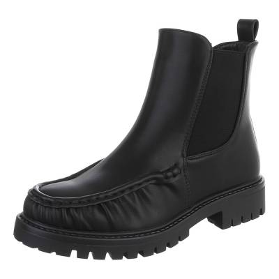 Flache Stiefeletten für Damen in Schwarz