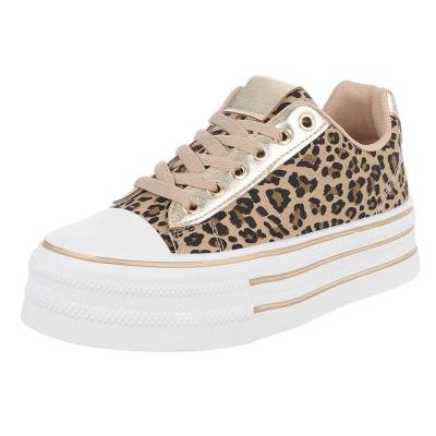 Low-top sneakers for women in beige and brown