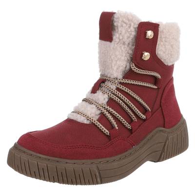 Flache Stiefeletten für Damen in Weinrot