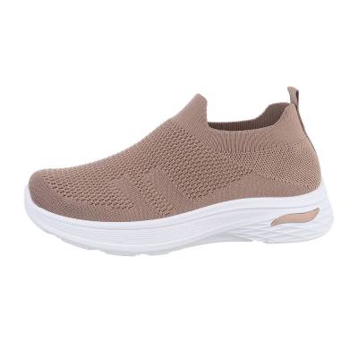 Low-top sneakers for women in light-brown and white