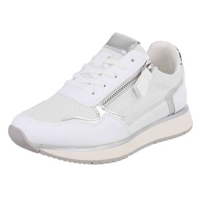 Low-top sneakers for women in white and silver