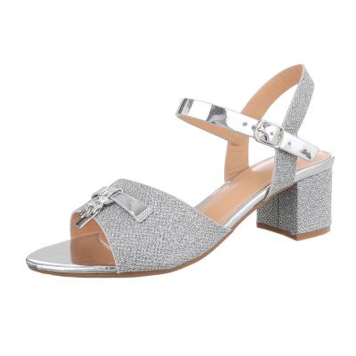 Heeled sandals for women in silver