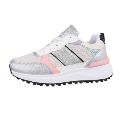 Low-top sneakers for women in purple and silver