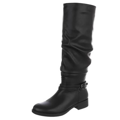 Flache Stiefel für Damen in Schwarz