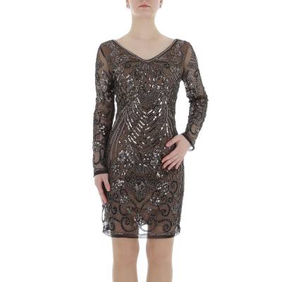 Stretch dress for women in beige and brown