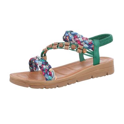 Strappy sandals for women in green and blue