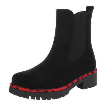 Platform ankle boots for women in black and red