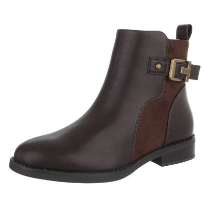 Flat ankle boots for women in brown